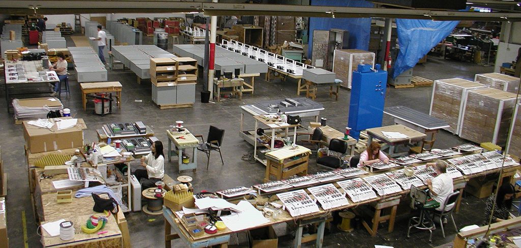 Birdseye view of a control panel assembly center in Pennsylvania